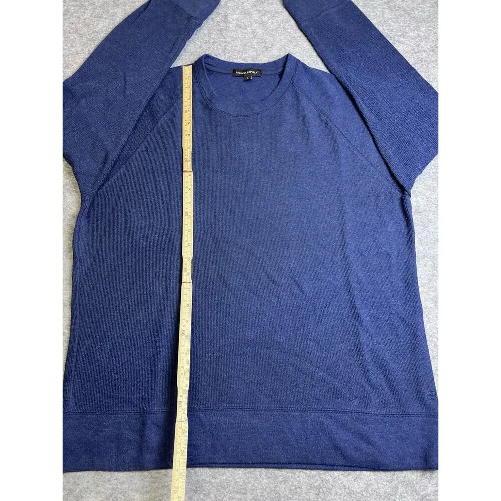 Banana Republic Long Sleeve T-Shirt Mens Size L Blue Waffle Knit Thermal Shirt